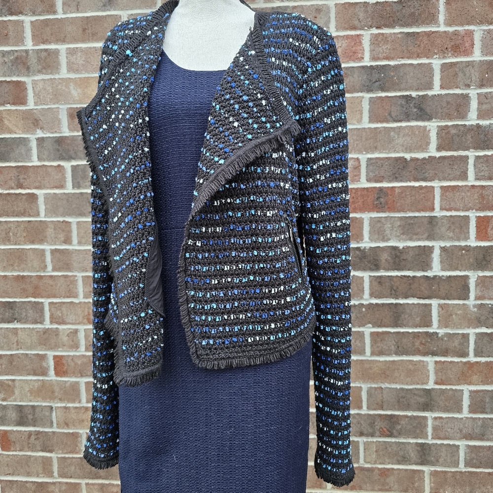 White House Black Market Textured Open Front Jacket Size Large Blazer - Picture 2 of 15
